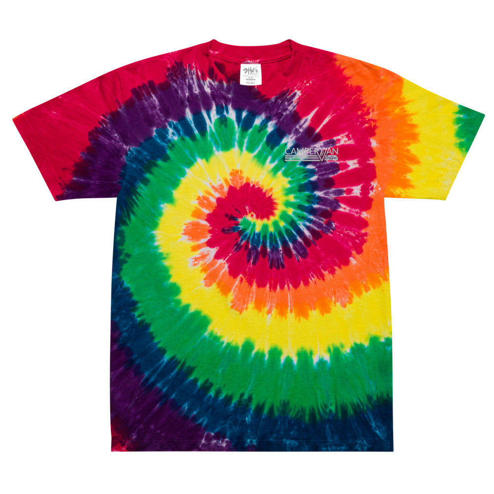 Rainbow Tie-Dye Shaka Shirt, (embroidered white front logo) – Coffee